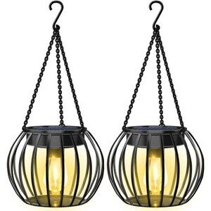 2 Pack 15" Solar Lights Outdoor Decorative Metal Solar Lanterns Outdoor